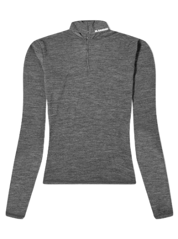 Jil Sander Long Sleeve High Neck Zip Logo Top J40GC0021-J70021-028