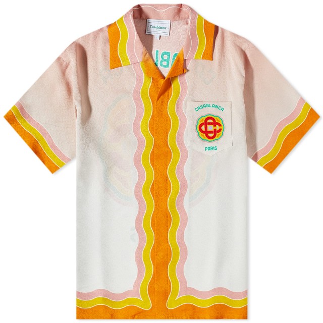 Rainbow Monogram Short Sleeve Silk Shirt