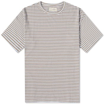 Officine Générale Slub Cotton Stripe T-Shirt "Ecru/Blue" W23MTEE207