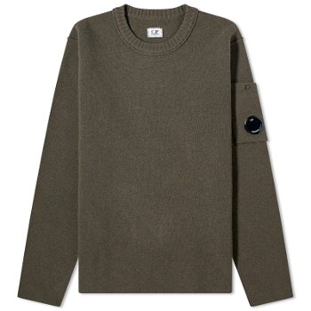 C.P. Company Lens Lambswool Crew Knit "Olive Night" 15CMKN093A-005504A-670
