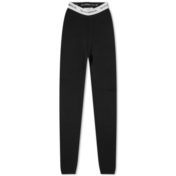 Sporty & Rich Serif Logo Ribbed Leggings LEAW2312BK-BLK