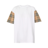 Vintage Check Sleeve Oversized T-Shirt