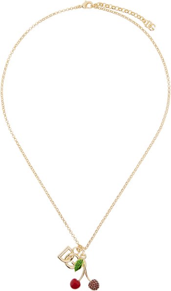 Dolce & Gabbana Gold 'DG' Logo & Cherries Necklace WNP6C1W1111