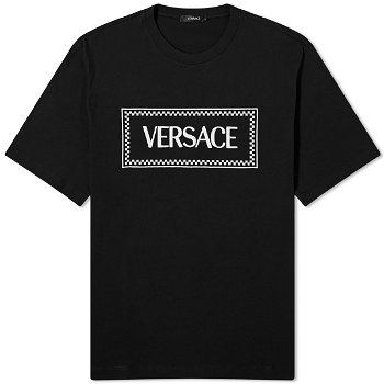 Versace Men's Tiles Embroidered Tee Black 1011694-1A08584-1B000
