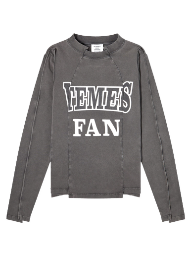 Long Sleeve Fan Deconstructed Fitted T-Shirt Washed Black