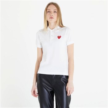 Comme des Garçons PLAY Heart Logo Polo Short Sleeve Tee AZT005 white