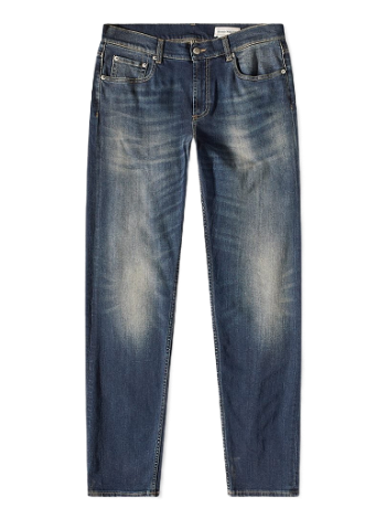 Alexander McQueen Grafiiti Logo Embroidered Washed Jeans Blue Washed 682084QSY15-4001