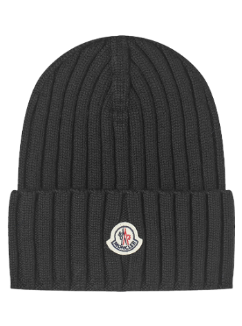 Moncler Logo Beanie Hat Black 3B000-36-A9327-999