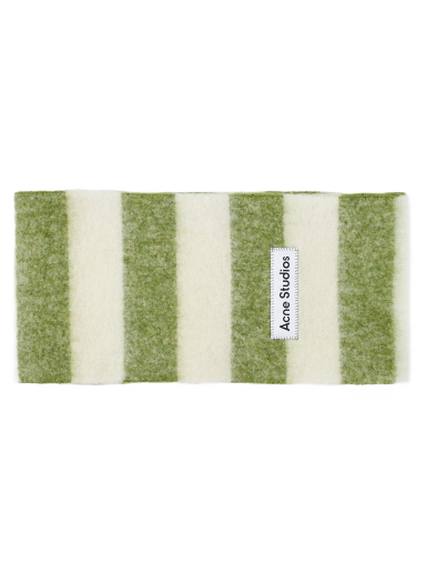 Vally Breton Stripe Scarf Olive Green/White