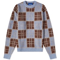 Checked Mohair Crew Knit