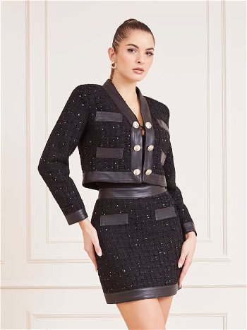 GUESS Marciano Marciano Tweed Cropped Jacket 4RGN069952Z