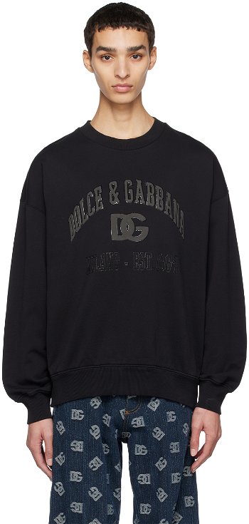 Dolce & Gabbana Black Bonded Sweatshirt G9YY1TFU7DU