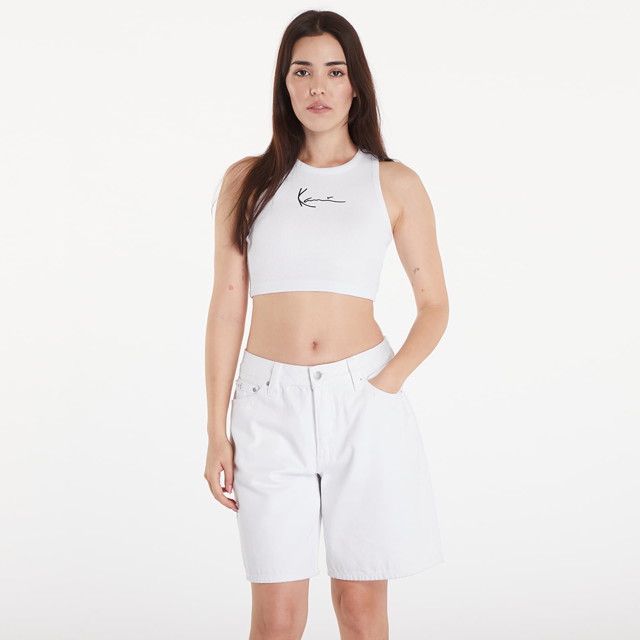 Top Small Signature Essential Racer Rib Top White