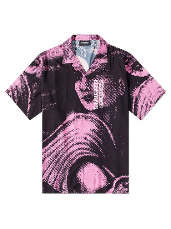 Pleasures Femme Camp Collar Button Down Shirt Black/Pink P23SP018-BLK