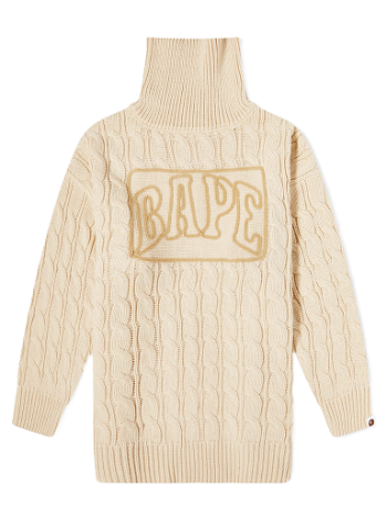 BAPE Logo Cable Knit Sweater 001OPI802002L-IVO