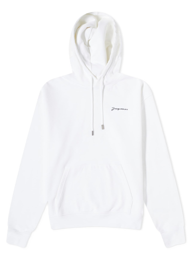 Embroidered Logo Hoody White