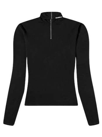 Jil Sander Long Sleeve High Neck Zip Logo Top J40GC0021-J70021-001
