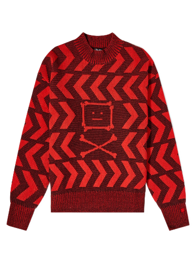 Keith Cross Bones Face Relaxed Crew Knit Black/Sharp Red