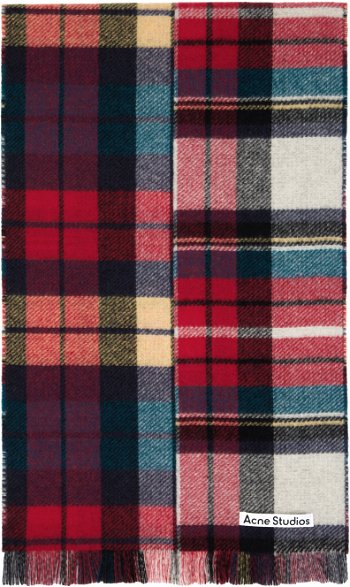 Acne Studios Red & Blue Mixed Check Scarf CA0278-