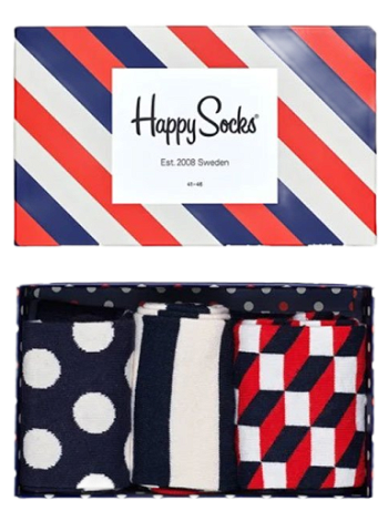 Happy Socks 3-Pack Stripe Socks Gift Box XSTR08-6000