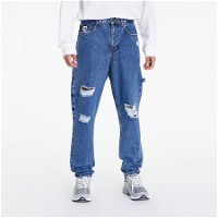 Retro Tapered Workwear Heavy Distressed Denim Jeans