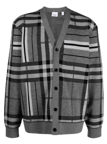 Burberry Check And Stripe Wool Jacquard Cardigan 8058744