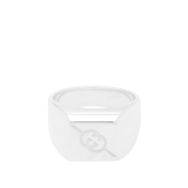 Tag Square With Interlocking G Logo Signet Ring "Sterling Silver"