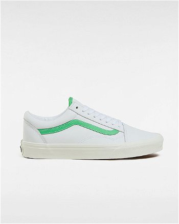 Vans Old Skool Pig Suede Shoes (leather White/green) Unisex White, Size 2.5 VN000CR5WGR
