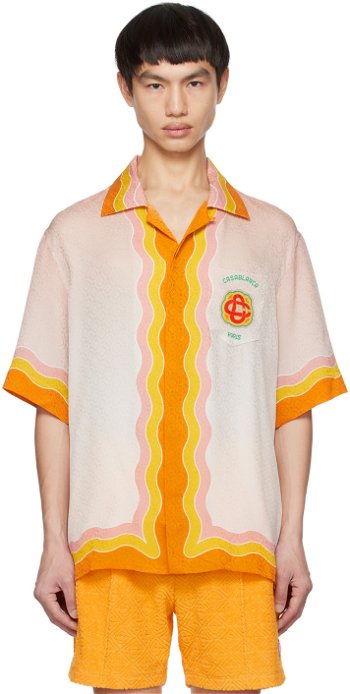 Casablanca Rainbow Monogram Shirt MS23-SH-003-11 PRINTED SILK RAIN
