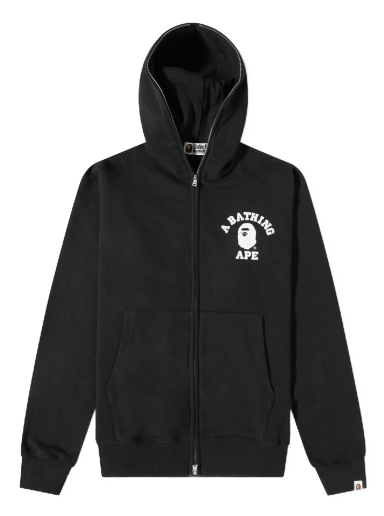 College Relaxed Fit Full Zip Hoody Black