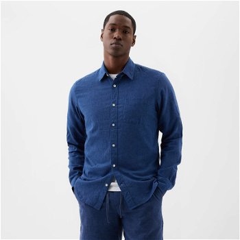 GAP Longsleeve Standard-Fit Linen Shirt Bainbridge Blue 885302-06