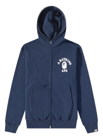 BAPE College Relaxed Fit Full Zip Hoody Navy 001ZPJ301018M-NVY