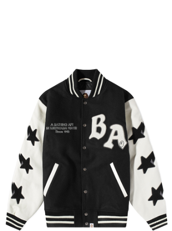 BAPE Relaxed Fit Varsity Jacket Black 001HJI801001M-BLK