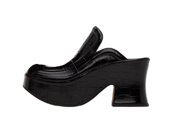 Bottega Veneta Croc Wedge Heels "Black" 667212 V10O0