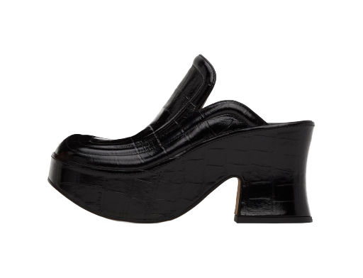Croc Wedge Heels "Black"