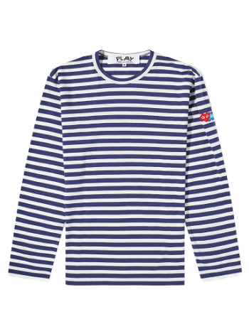 Comme des Garçons Long Sleeve Invader Heart Striped T-Shirt Blue/White P1T332-1