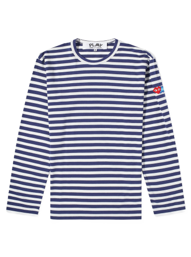 Long Sleeve Invader Heart Striped T-Shirt Blue/White