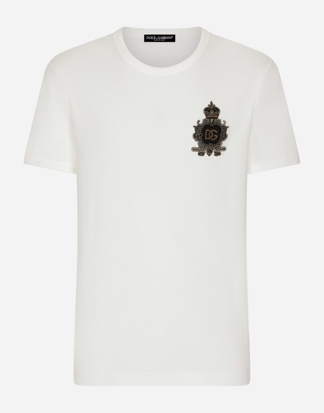 Cotton T-shirt With Heraldic Dg Logo Patch