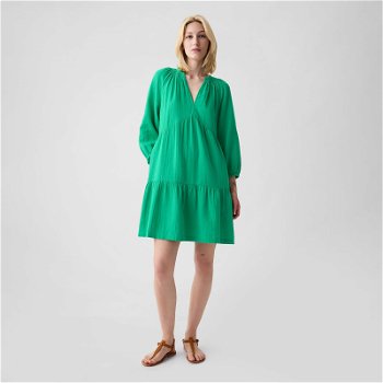 GAP Dresses Longsleeve Gauze Mini Dress Simply Green 17-5936 429447-01
