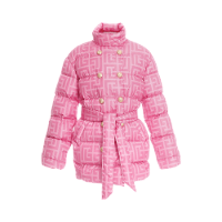 x Barbie Monogram-Print Double-Breasted Coat